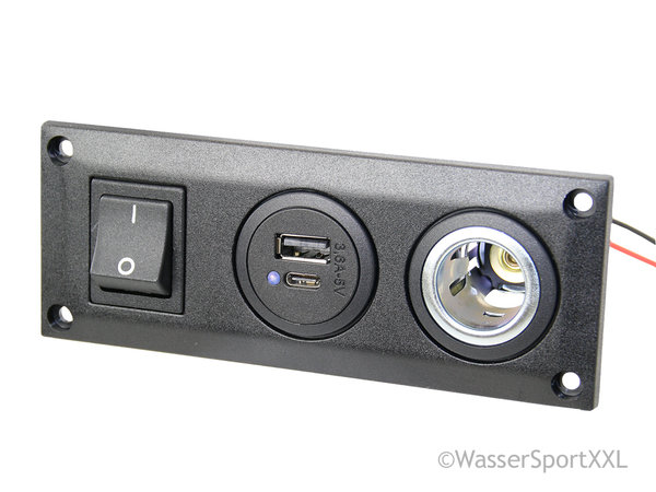 Lade-Einheit mit USB A und USB C sowie Universalsockel 12 / 24 V. Ausgang 5 V, 3,6 A