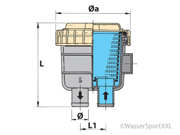 VETUS FTR330 Seewasserfilter für Motorkühlung 19mm Schlauchanschluss
